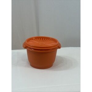 Vintage Tupperware Servalier Orange bowl w/ lid 886-9